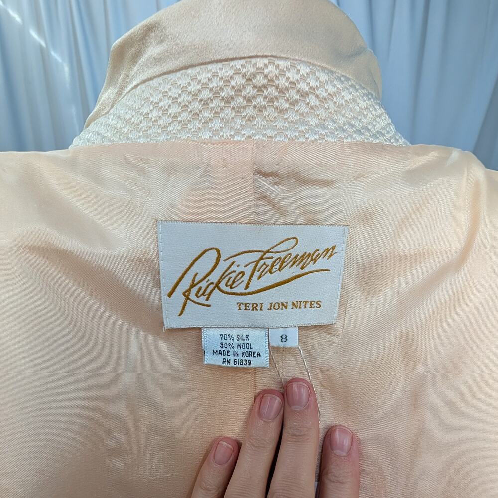 Cream Textured Rhinestone Button Jacket Blazer - Picture 4 of 7